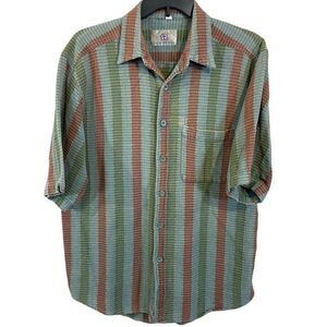 The Territory Ahead Mens Shirt Green Size Large Textured Vacation Bohemian Beach